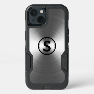 Monogrammed Contemporary Silver Radiant Pattern iPhone 13 Case