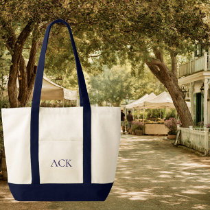 Monogrammed Contrast Color Canvas Tote Bag