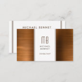 Monogrammed Copper Brown Metallic Foil Consultant Business Card (Front/Back)