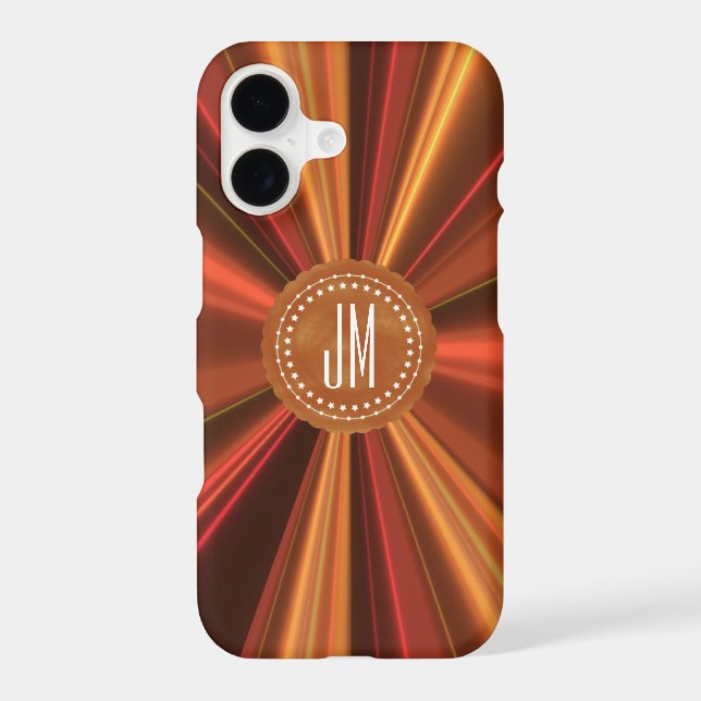 Monogrammed Copper Red Abstract Fractal Iphone Case (Back)