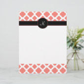 Monogrammed Coral Pink Quatrefoil Pattern (Standing Front)
