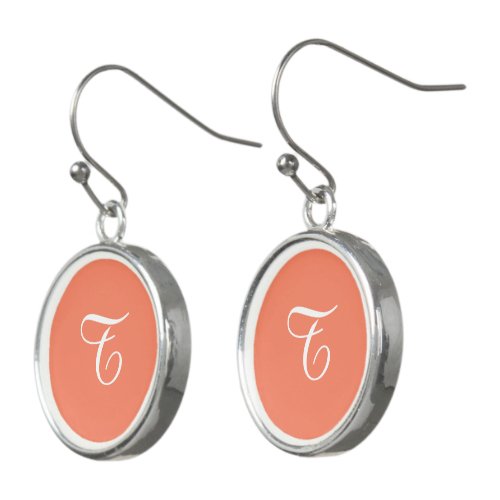 Monogrammed Coral Round Earrings