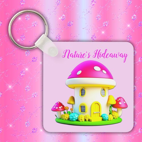 Monogrammed Cottage Core Natures Hideaway  Keychain