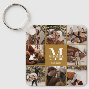 Monogrammed Couple Photo Collage Monogram Gift Keychain