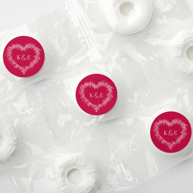 Monogrammed couples red mistletoe heart life saver® mints (Assorted)