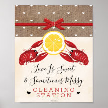 Monogrammed Crawfish Boil Cleaning Station Sign