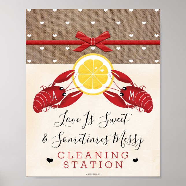 Monogrammed Crawfish Boil Cleaning Station Sign (Front)