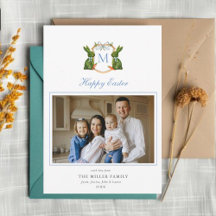 Monogrammed crest with Topiary Bunny Photo Easter