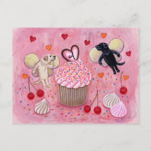 Monogrammed Cupcake and Labrador Fairies Postcard