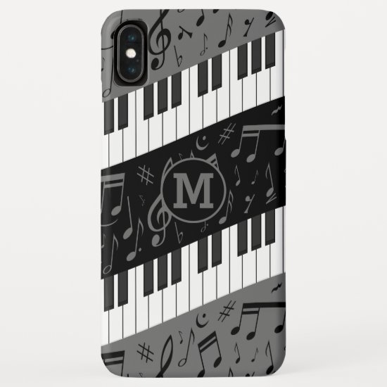 Monogrammed curve piano keys and musical notes iPhone XS max case