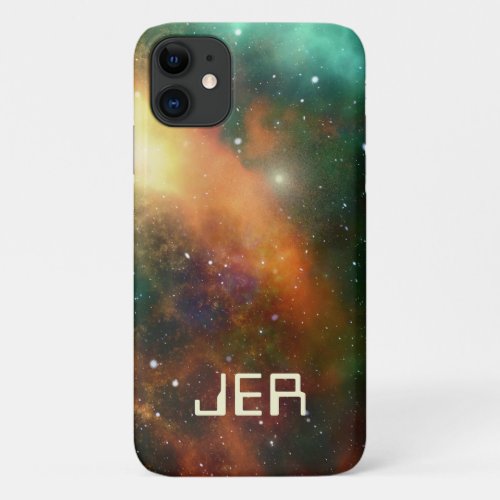 Monogrammed Custom Cosmic Cosmos Space Galaxy iPhone 11 Case