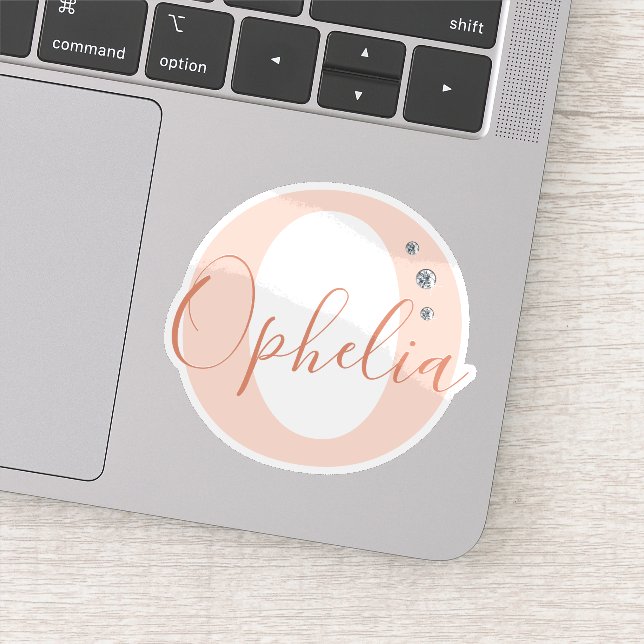 Monogrammed Custom Name Elegant Faux Diamonds  Sticker (Detail)