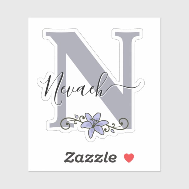 Monogrammed Custom Name Romantic Lily Flower Sticker (Sheet)