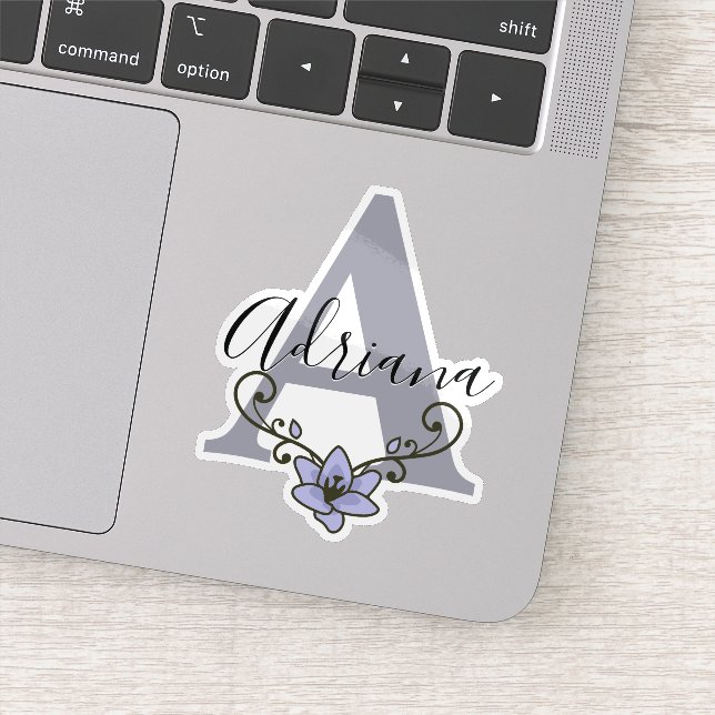 Monogrammed Custom Name Romantic Lily Flower Sticker (Detail)