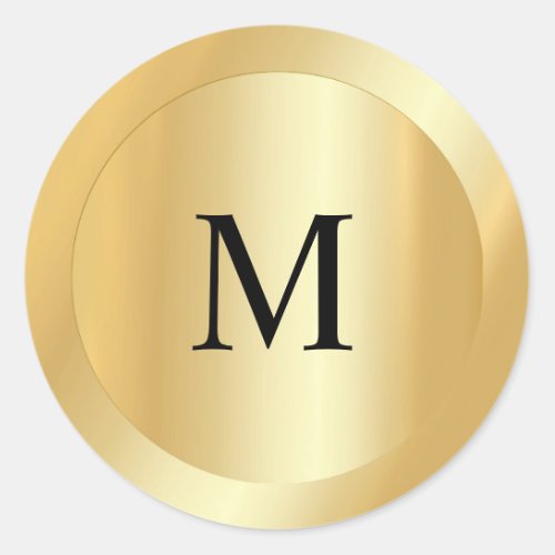 Monogrammed Custom Template Faux Gold Elegant Classic Round Sticker