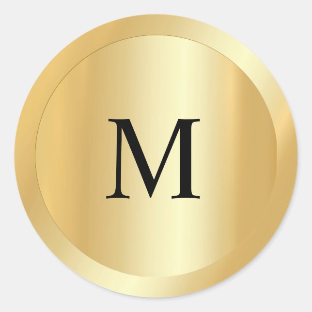 Monogrammed Custom Template Faux Gold Elegant Classic Round Sticker (Front)