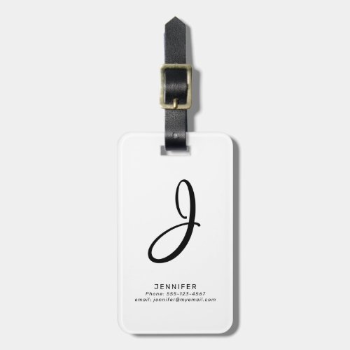 Monogrammed Custom Text White Luggage Tag