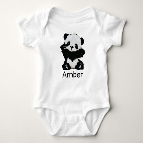 Monogrammed Cute Baby Panda Animal Baby Bodysuit