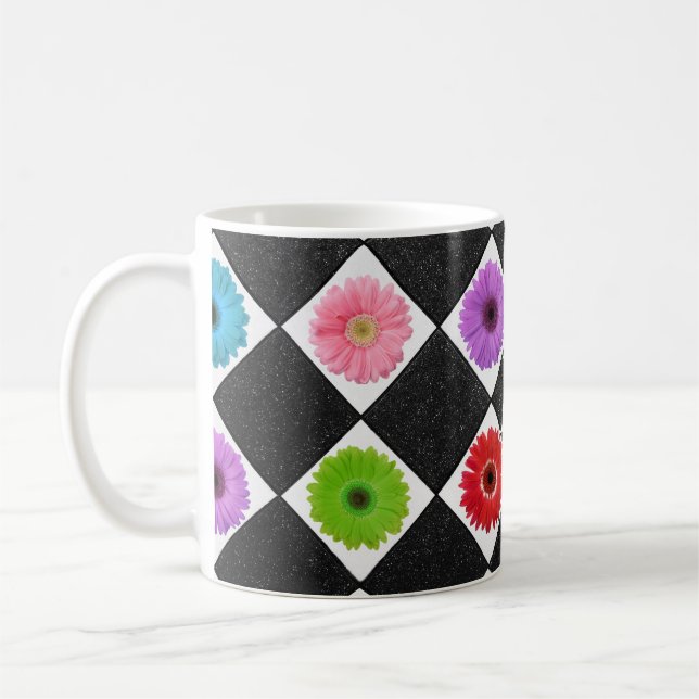 Monogrammed Cute Colorful Daisy Coffee Mug (Left)
