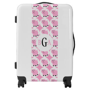 Monogrammed Cute Little Pink Cartoon Pig Pattern Luggage