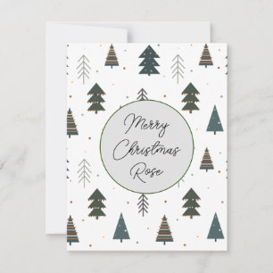 Monogrammed Cute pattern of pine tree dots green Note Card
