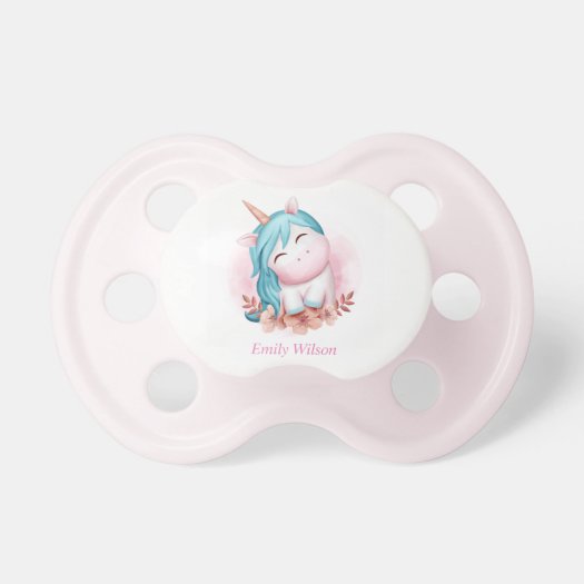 Monogrammed Cute Watercolor Smiling Unicorn