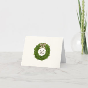 Monogrammed Cypress Wreath With Bow Custom Photo Announcement