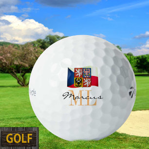 Monogrammed Czec Flag, Emblem & Czechia Golf Balls