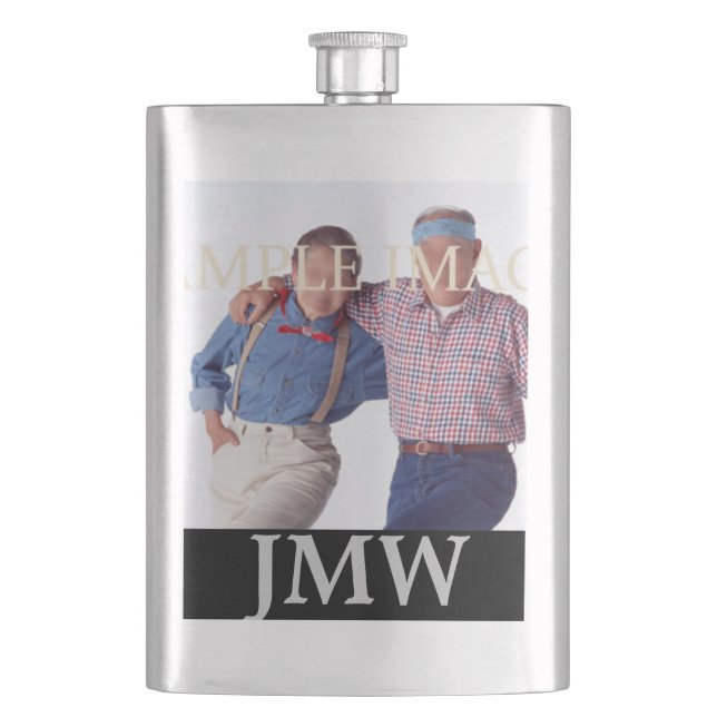 Monogrammed dads fathers photo PERSONALIZE Hip Flask (Front)