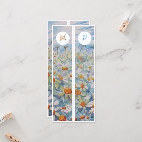 Monogrammed Daisies Two Bookmarks