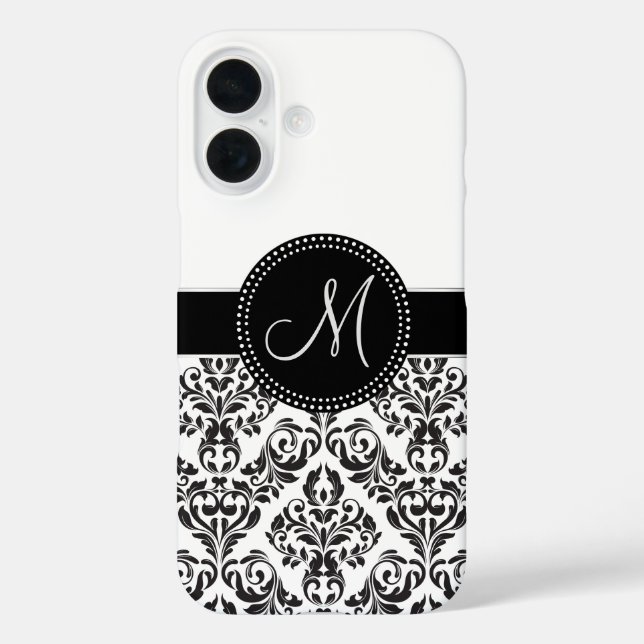 Monogrammed Damask Case-Mate iPhone Case (Back)