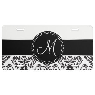Monogrammed Damask License Plate