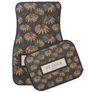 Monogrammed Dark Botanical Car Floor Mat