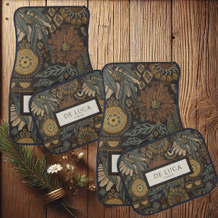Monogrammed Dark Botanical Car Floor Mat