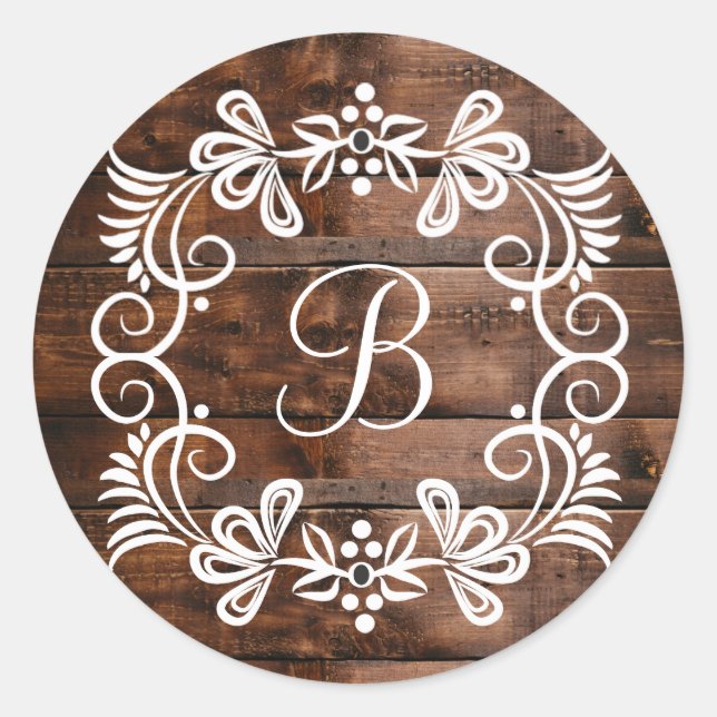 Monogrammed Dark Brown Wood Wedding Envelope Seals (Front)