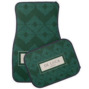 Monogrammed Dark Green Black Diamond Car Floor Mat