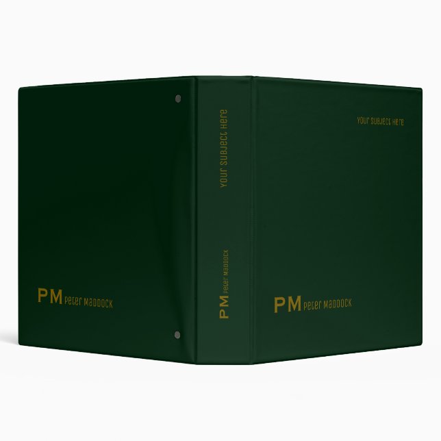 Monogrammed Dark-Green Office Binder with Name (Background)