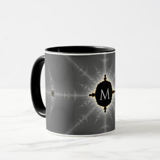 Monogrammed Dark Grey and Black Fractal