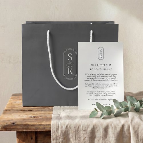 Monogrammed Dark Grey Custom Wedding Welcome Bag