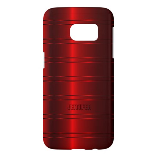 Monogrammed Dark Red Stripes Pattern Samsung Galaxy S7 Case