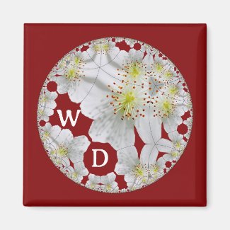 Monogrammed Decorative Floral Art Burgundy 