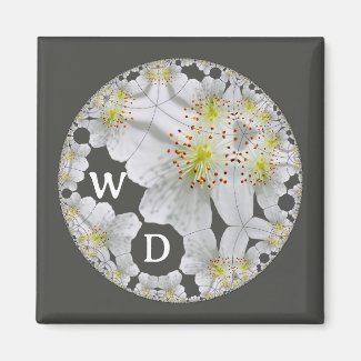 Monogrammed Decorative Floral Art Charcoal