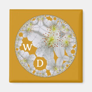 Monogrammed Decorative Floral Art Dark Gold