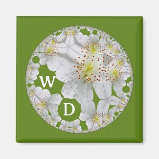 Monogrammed Decorative Floral Art Olive Green