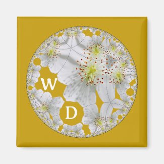 Monogrammed Decorative Floral Art Orange Yellow