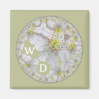 Monogrammed Decorative Floral Art Yellow Brown