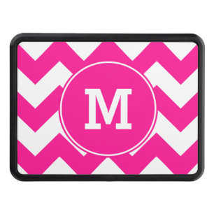 Monogrammed Deep Pink Zigzag Pattern Trailer Hitch Cover