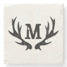 Monogrammed deer antlers marble stone coasters Monogrammed deer antlers marble stone coasters