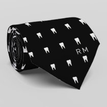 Monogrammed Dentist Orthodontist Tooth Pattern Neck Tie