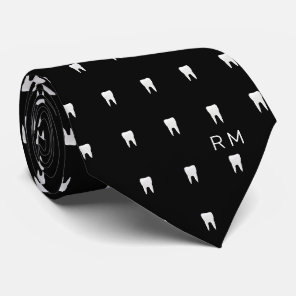 Monogrammed Dentist Orthodontist Tooth Pattern Neck Tie